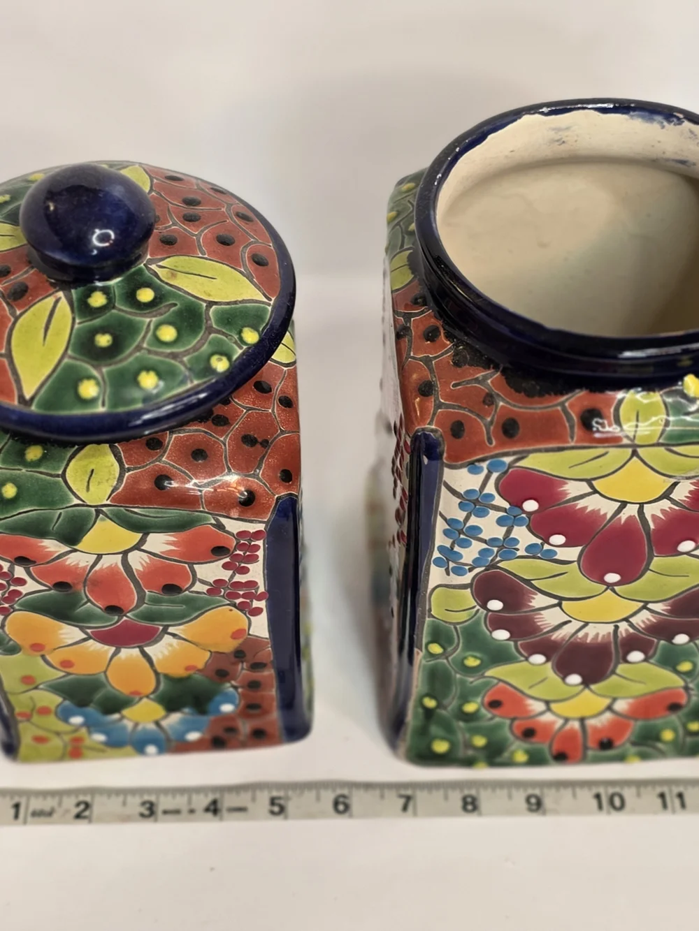 Hand-Painted Mexican Ceramic Canisters Set